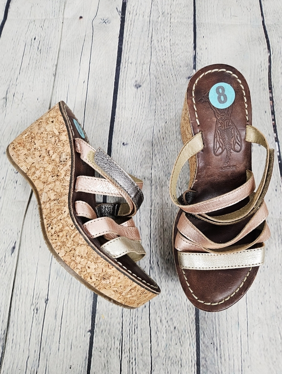 Fly London Shoes - FLY LONDON | Idra strappy metallic leather platform wedge sandals